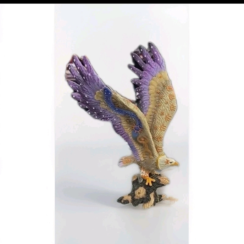 8" Purple and Tan Decorative Eagle Figurine for Bird Enthusiasts